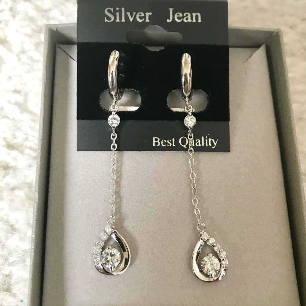 Silver earring W Rhinestone - Picture 2 of 3